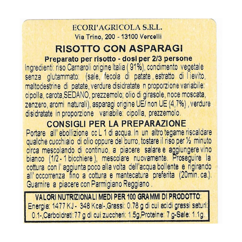 Risottino 300 gr agli asparagi con Riso Carnaroli Classico