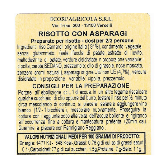 Risottino 300 gr agli asparagi con Riso Carnaroli Classico