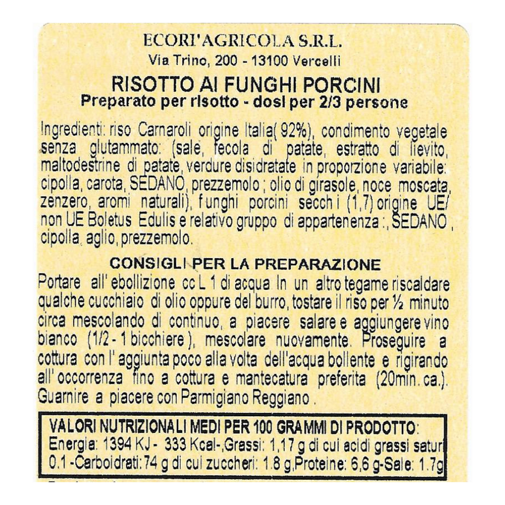 Risottino 300 gr Funghi Porcini con Riso Carnaroli Classico