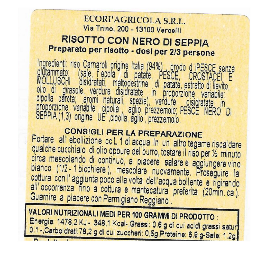 Risottino 300 gr al Nero di seppia con riso Carnaroli Classico