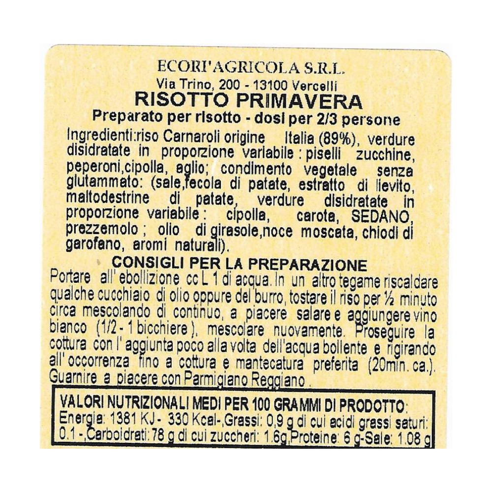 Risottino 300 gr Primavera con Riso Carnaroli Classico