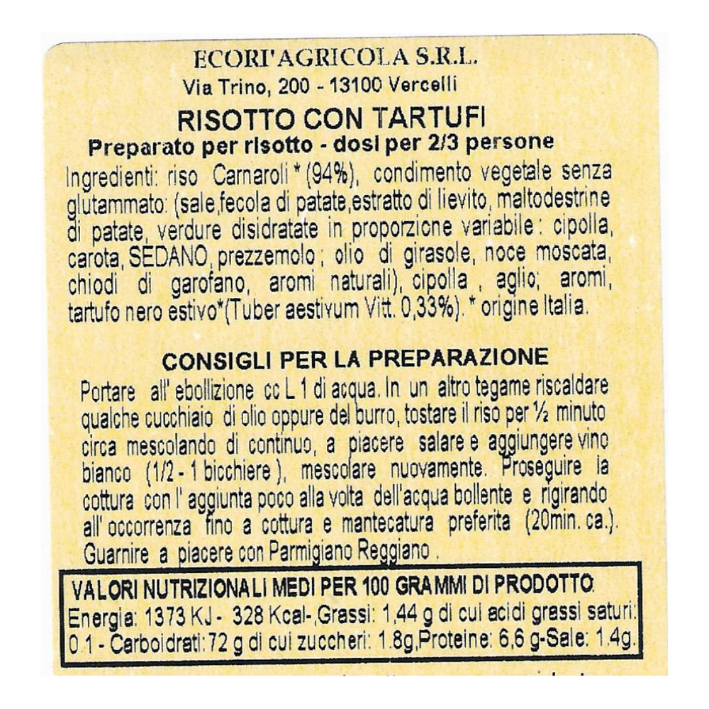 Risottino 300 gr con Tartufi con Riso Carnaroli Classico