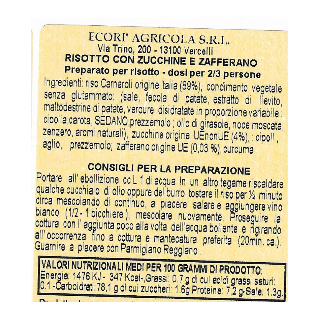 Risottino 300 gr Zucchine e Zafferano Riso Carnaroli Classico